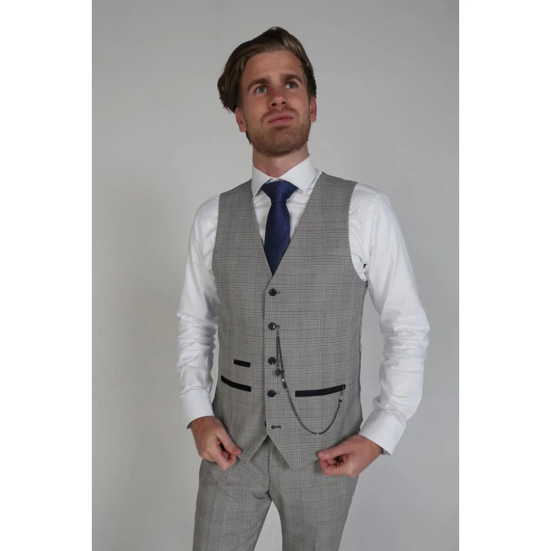Hugo - Vīriešu rūtaina pelēka veste