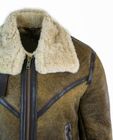 Infinity EK01 vīriešu Sherling īstas aitas ādas Viking Vintage RAF jaka brūna krēmkrāsas kažokāda