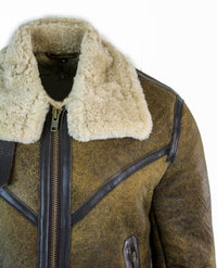 Infinity EK01 vīriešu Sherling īstas aitas ādas Viking Vintage RAF jaka brūna krēmkrāsas kažokāda
