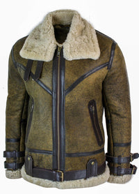 Infinity EK01 vīriešu Sherling īstas aitas ādas Viking Vintage RAF jaka brūna krēmkrāsas kažokāda