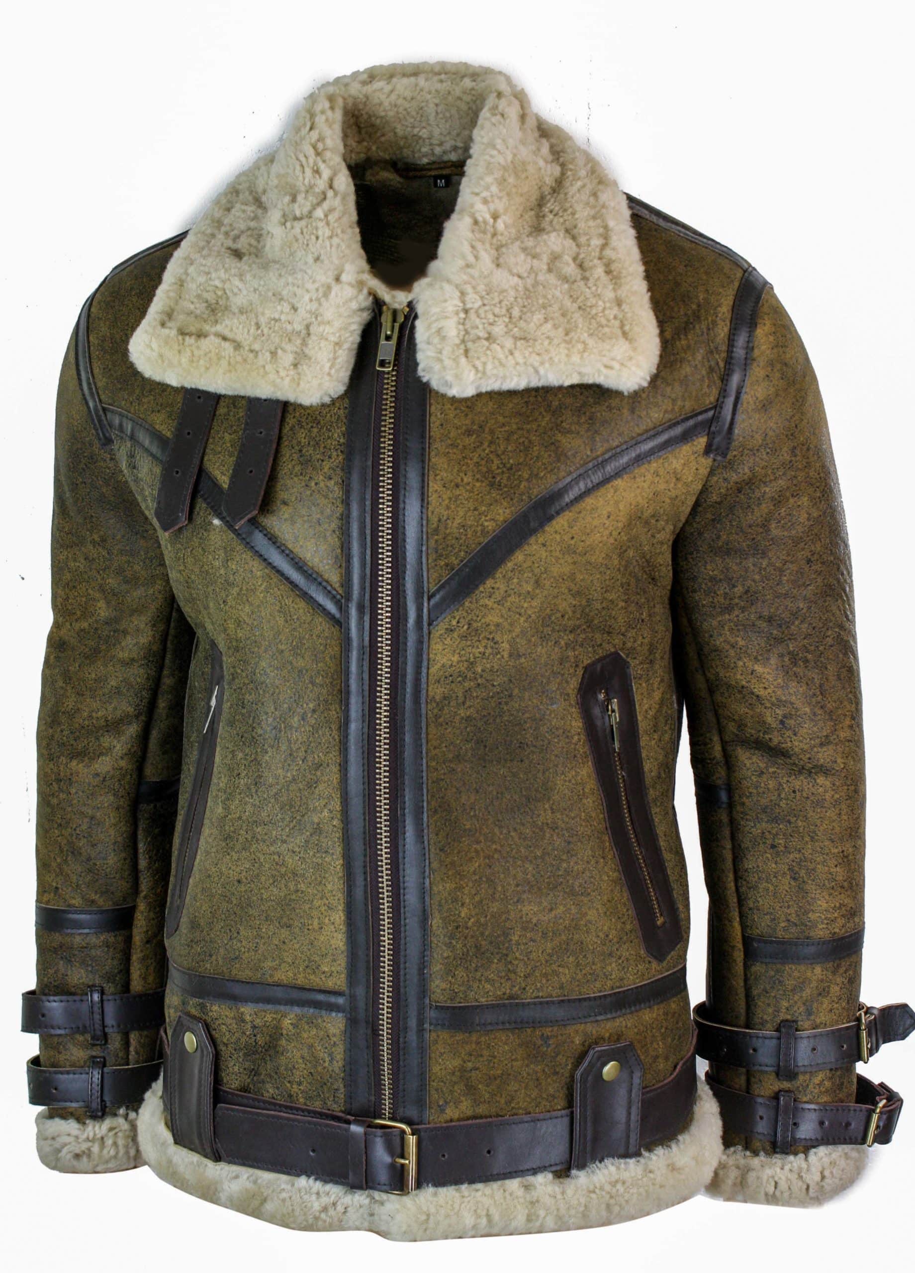 Infinity EK01 vīriešu Sherling īstas aitas ādas Viking Vintage RAF jaka brūna krēmkrāsas kažokāda