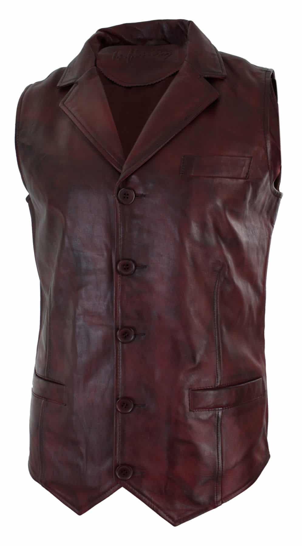 Vīriešu īstas ādas gaiši brūna, melna, eleganta, ikdienas veste, vintage retro-bordo krāsā