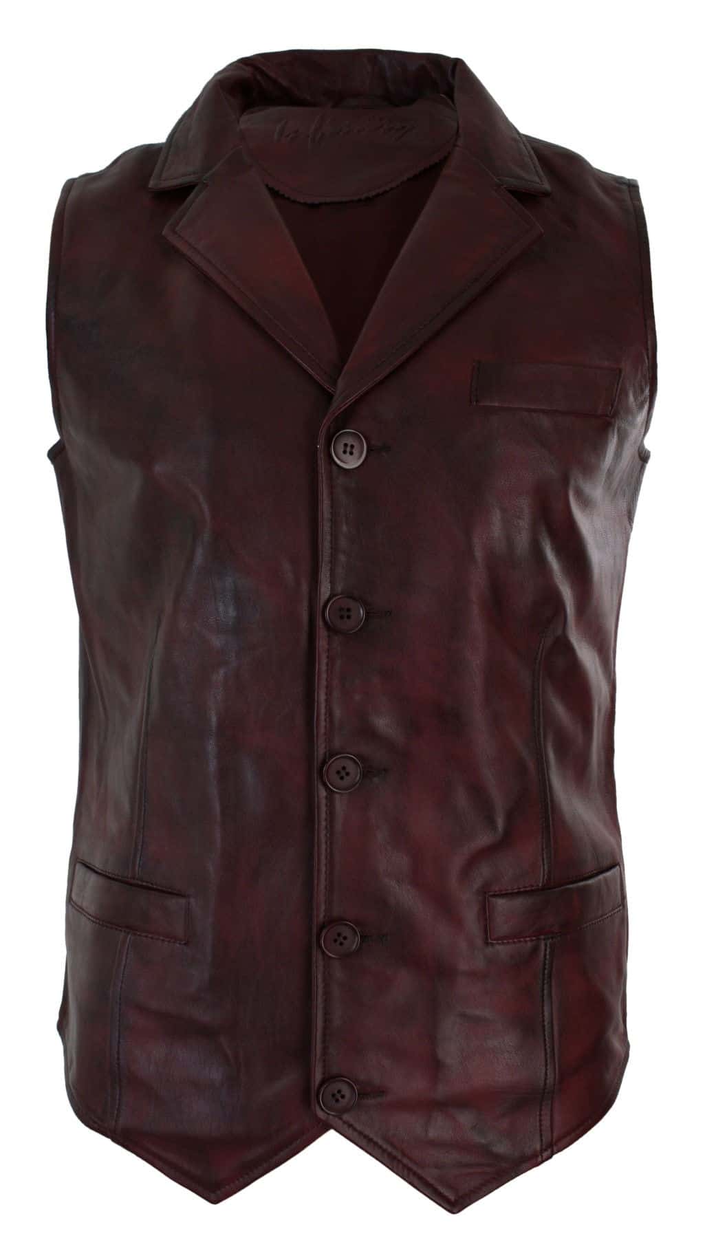 Vīriešu īstas ādas gaiši brūna, melna, eleganta, ikdienas veste, vintage retro-bordo krāsā