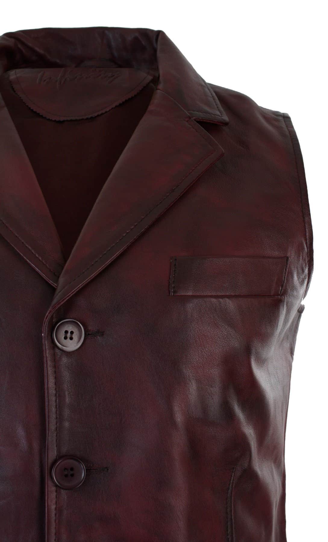 Vīriešu īstas ādas gaiši brūna, melna, eleganta, ikdienas veste, vintage retro-bordo krāsā