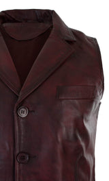 Vīriešu īstas ādas gaiši brūna, melna, eleganta, ikdienas veste, vintage retro-bordo krāsā