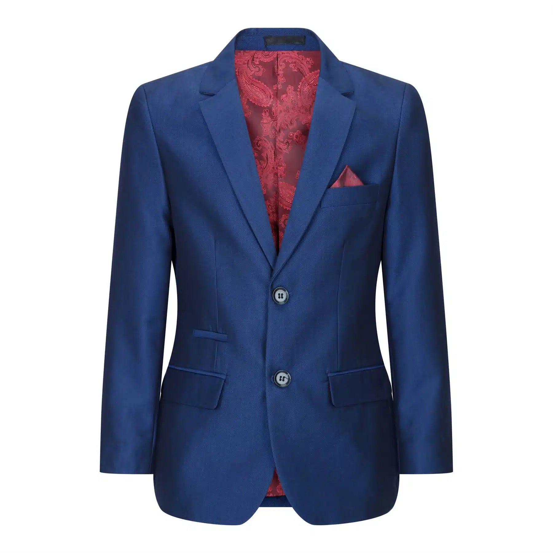 Zēnu trīsdaļīgs spīdīgi zils kāzu ballītes uzvalks, pieguļošs, elegants, formāls