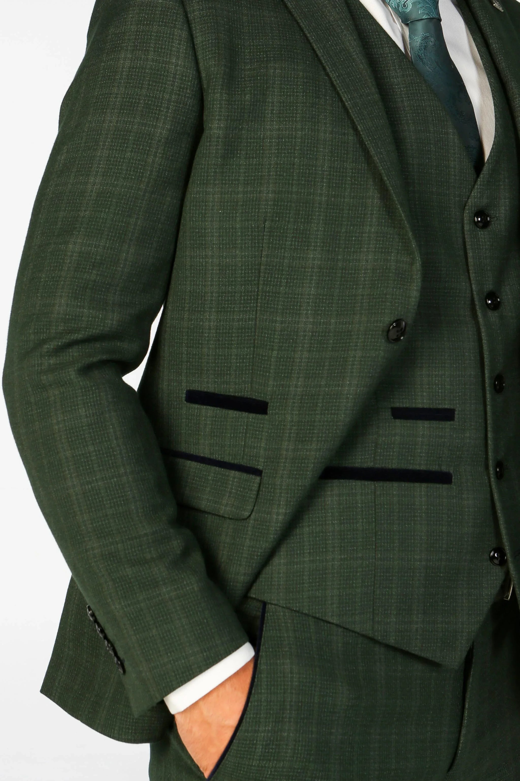 Leo - vīriešu zaļa rūtaina, pieguļoša žakete