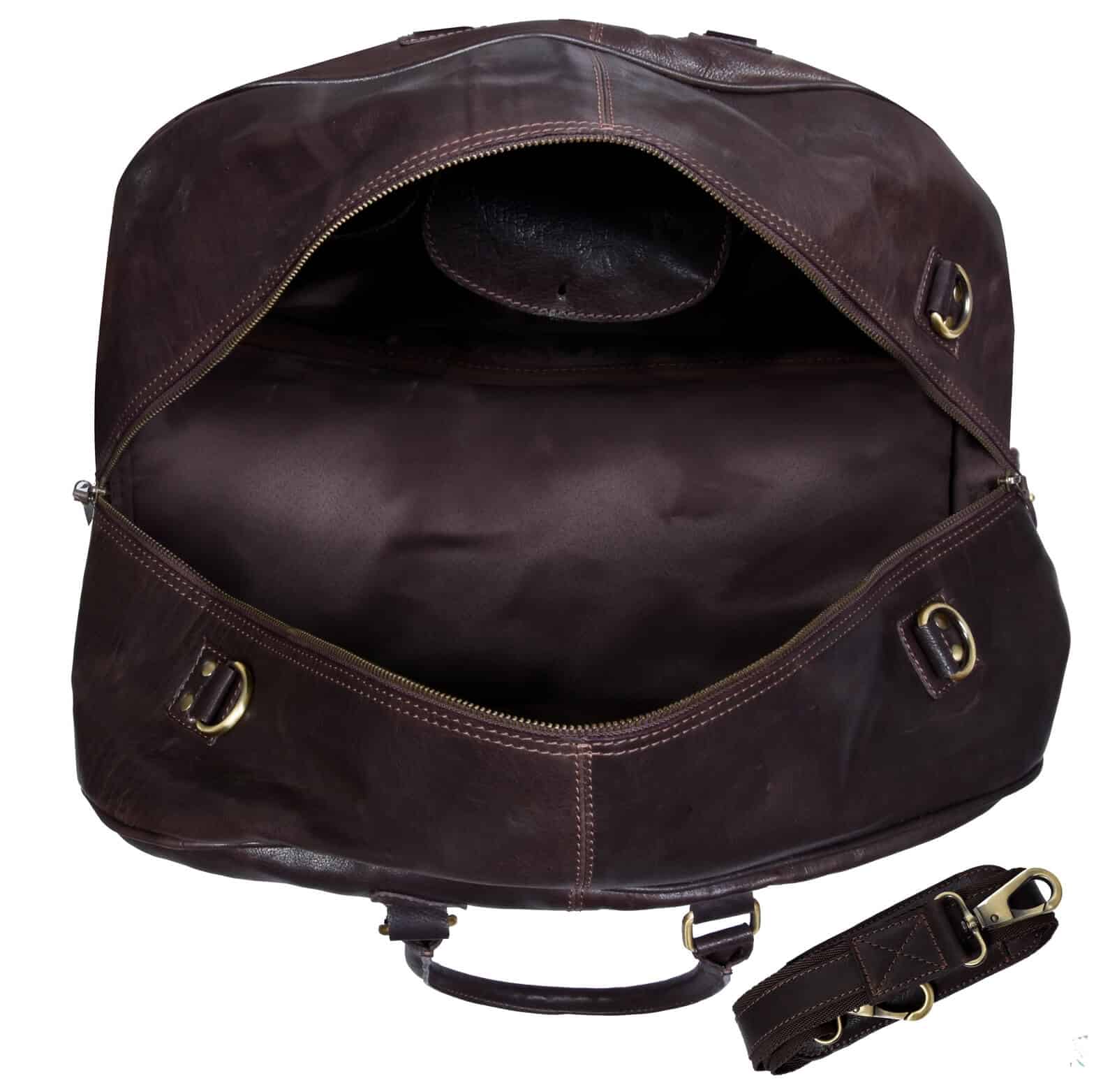 Vīriešu roku darināta īstas ādas ceļojumu soma - brūna