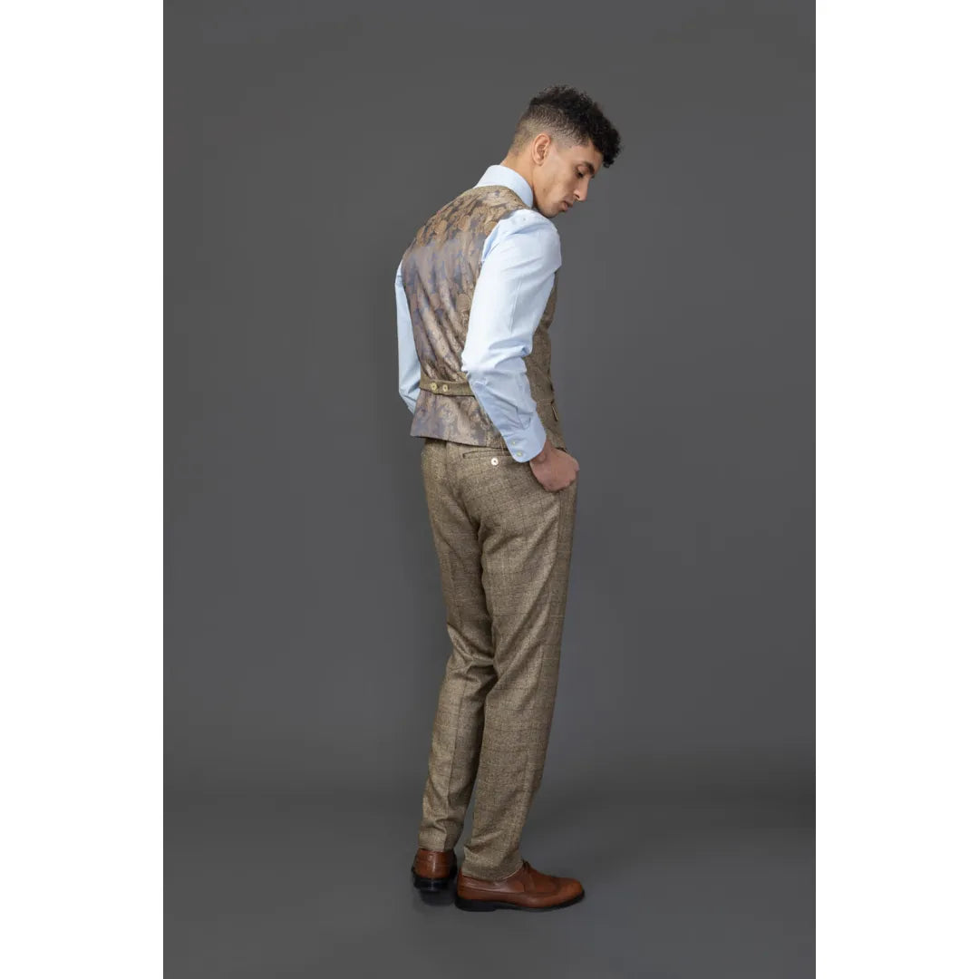 Liam - vīriešu brūna rūtaina veste