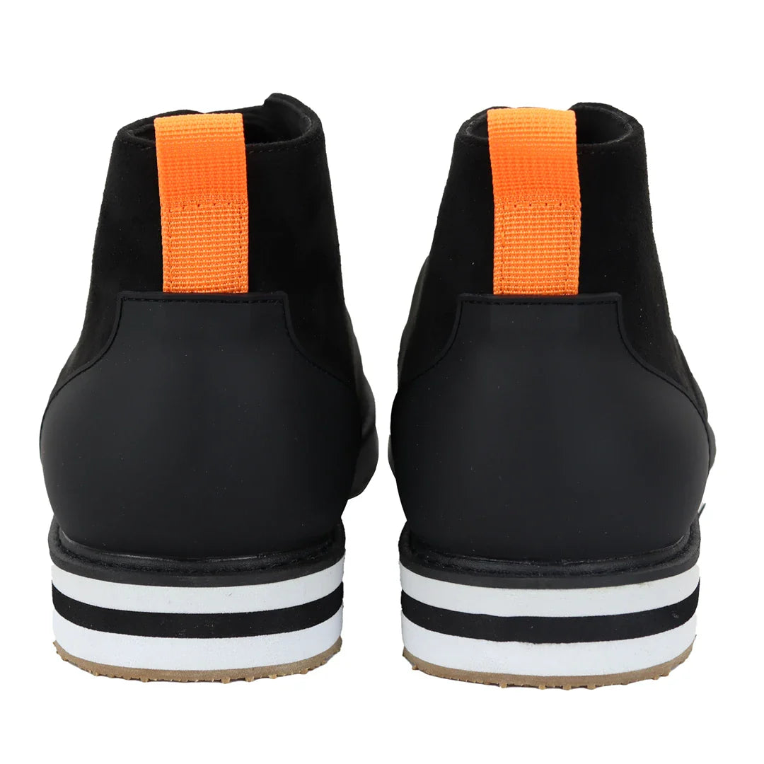 Vīriešu zamšādas tuksneša melni zābaki ar auklām aizdari