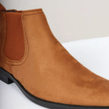 Vīriešu uzvelkami, dzeltenbrūni zamšādas ādas oderēti Chelsea zābaki