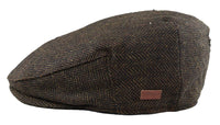 Vīriešu plakana cepure ar vilnas "siļķu kaula" rakstu, brūna, klasiska 1920. gadu unisex stila zēnu cepure