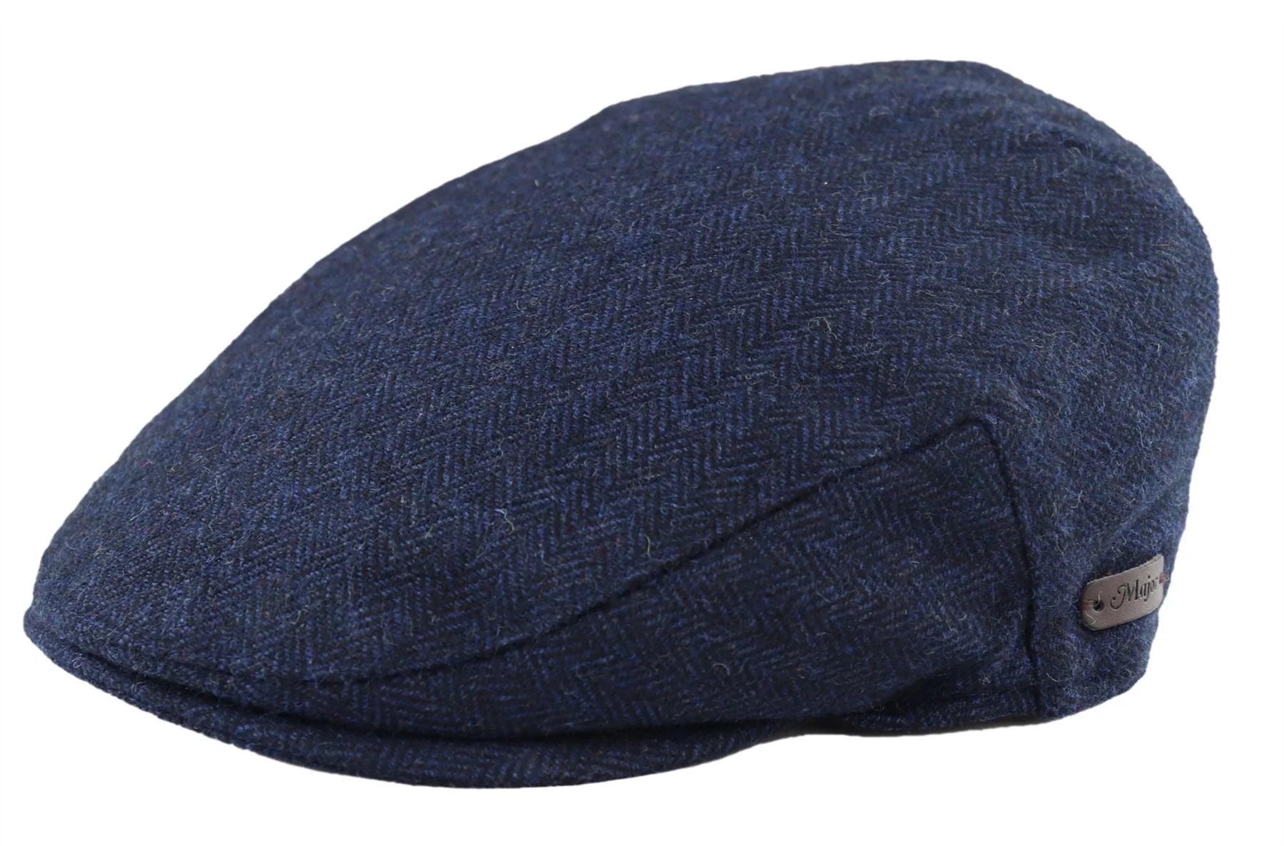 Vīriešu plakana vilnas cepure ar "siļķu kaula" rakstu, tumši zila tvīda raksta, klasiska 1920. gadu unisex stila zēnu cepure