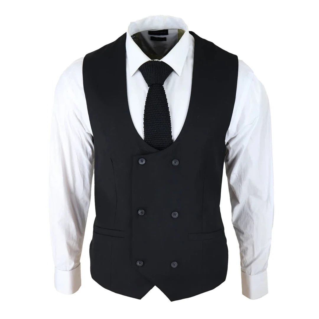 Marco - vīriešu divrindu veste ar apaļu malu, melna