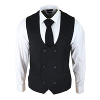 Marco - vīriešu divrindu veste ar apaļu malu, melna
