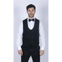 Marco - vīriešu divrindu veste ar apaļu malu, melna