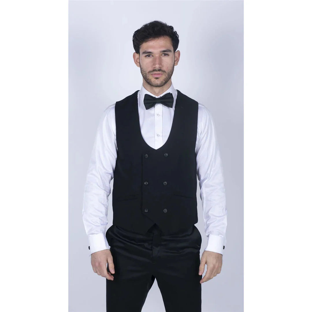 Marco - vīriešu divrindu veste ar apaļu malu, melna