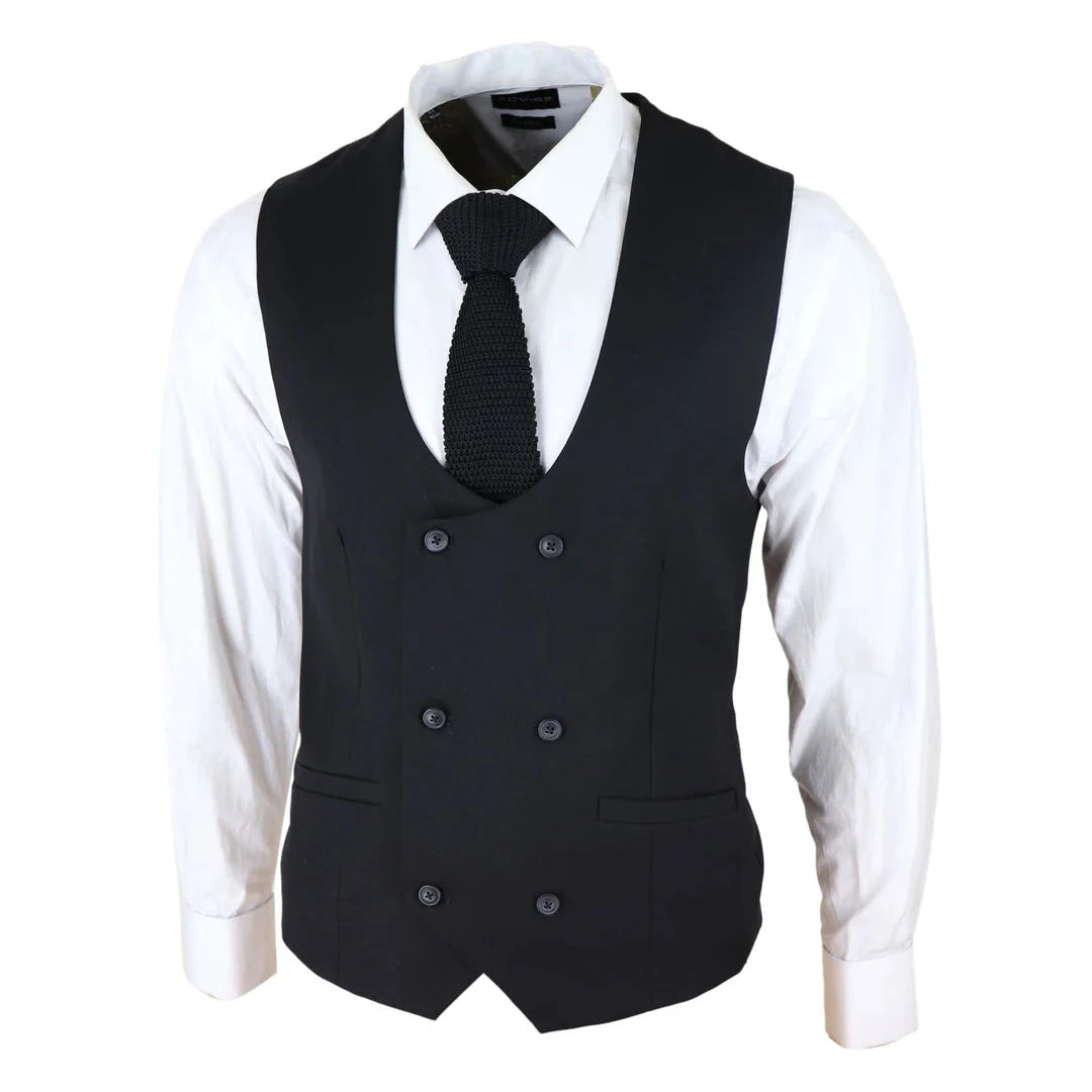 Marco - vīriešu divrindu veste ar apaļu malu, melna