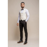 Marco - vīriešu divrindu krēmkrāsas veste ar apaļu aizdari