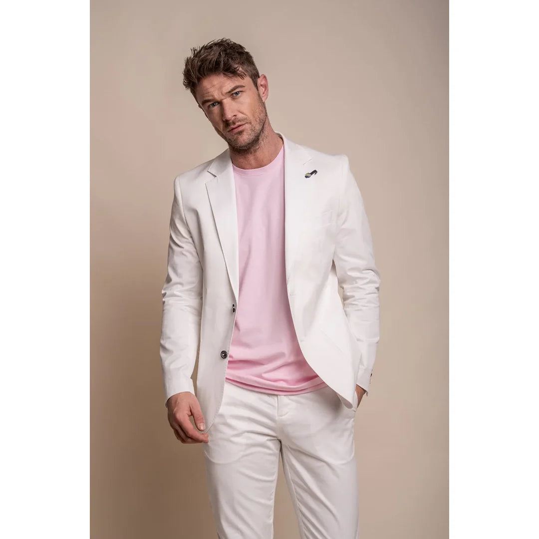Mario - vīriešu eleganta vasaras krēmkrāsas žakete
