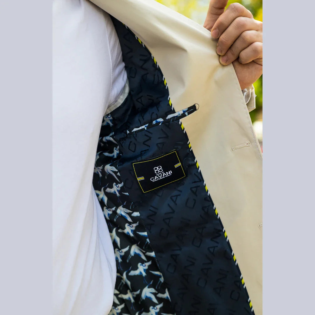 Mario - vīriešu divdaļīgs vasaras uzvalks bēšā krāsā, biroja, kāzu, klasisks itāļu stils