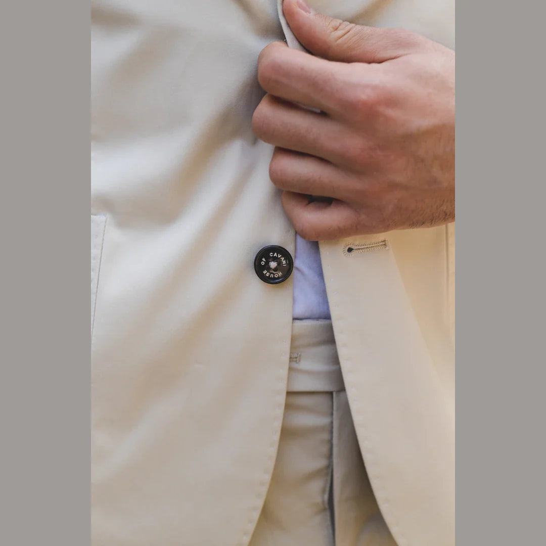 Mario - vīriešu divdaļīgs vasaras uzvalks bēšā krāsā, biroja, kāzu, klasisks itāļu stils