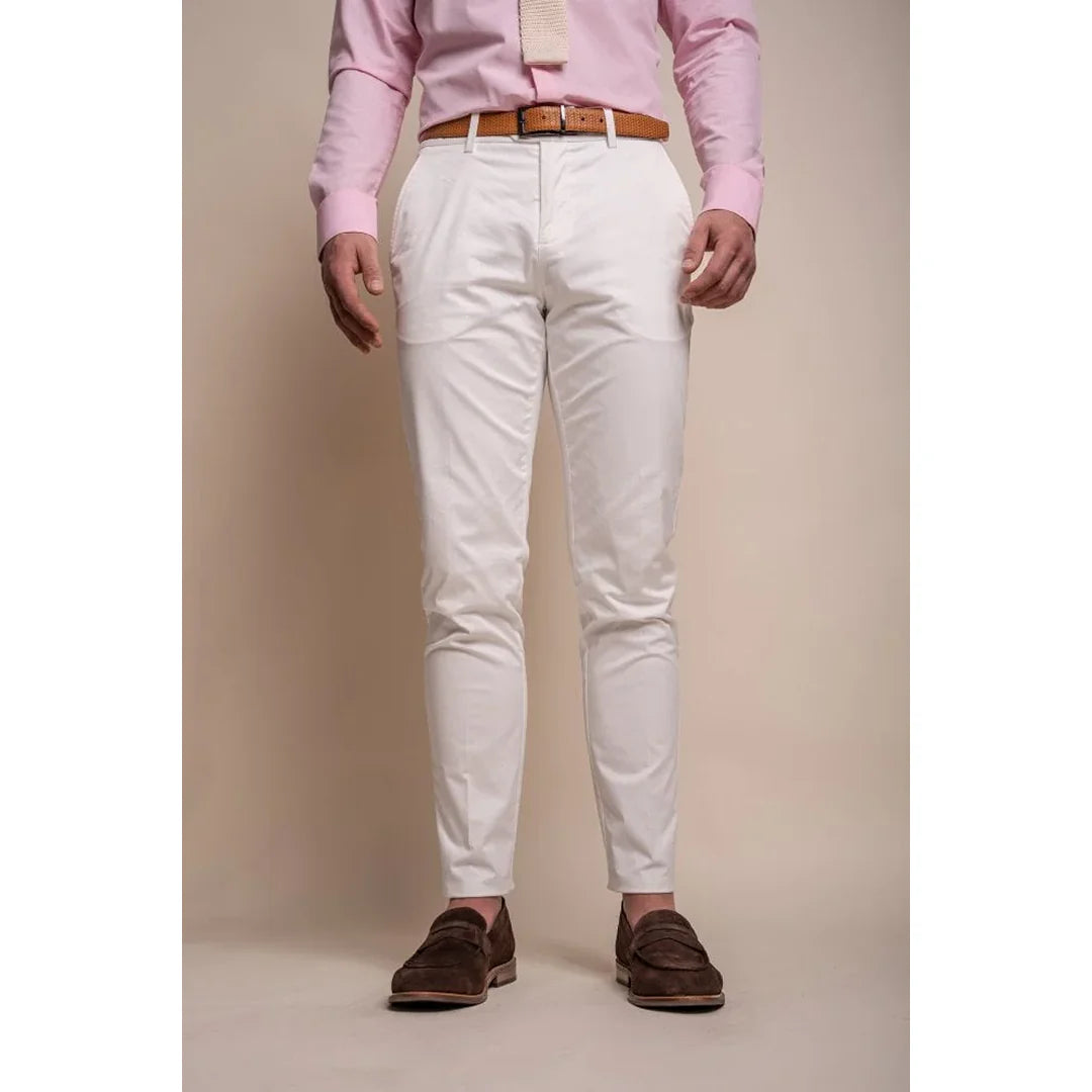 Mario - vīriešu elegantas vasaras krēmkrāsas bikses