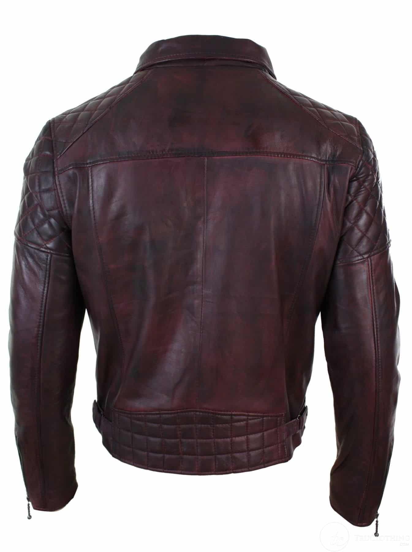 Īstas ādas vintage mazgāta brūna, melna, bordo, zila, koka vīriešu baikeru jaka ar krustenisku rāvējslēdzēju, retro ikdienas - Pepsi Burgundijas krāsā