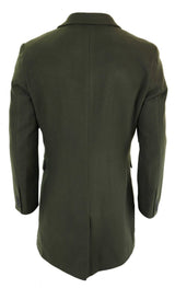 Vīriešu klasisks vilnas garš mētelis - olīvzaļš