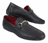 Vīriešu melni austi PU ādas mokasīni