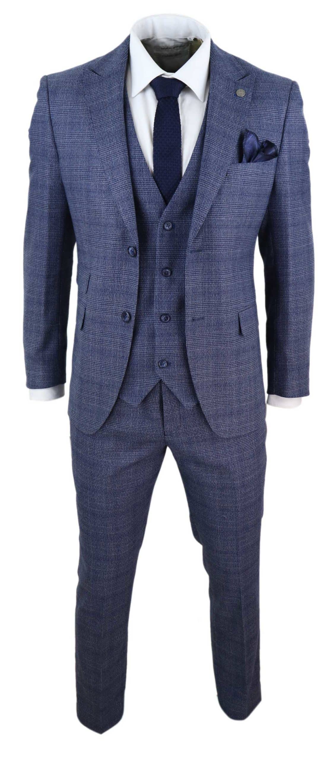 Vīriešu trīsdaļīgs uzvalks ar klasisku tvīda rūtainu rakstu, vintage retro stila Peaky Blinders, pielāgota piegriezuma rakstu.