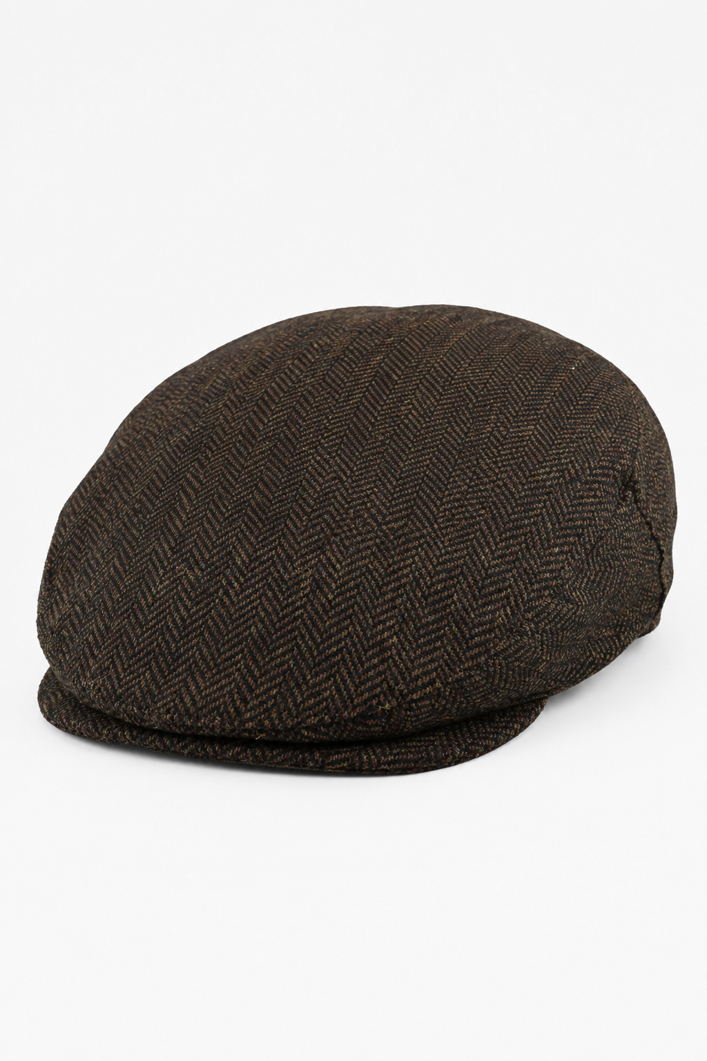 Vīriešu plakana cepure ar vilnas "siļķu kaula" rakstu, brūna, klasiska 1920. gadu unisex stila zēnu cepure