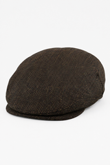 Vīriešu plakana cepure ar vilnas "siļķu kaula" rakstu, brūna, klasiska 1920. gadu unisex stila zēnu cepure