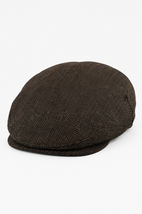 Vīriešu plakana cepure ar vilnas "siļķu kaula" rakstu, brūna, klasiska 1920. gadu unisex stila zēnu cepure