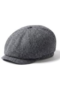 Vīriešu klasiska plakana cepure ar "Herringbone" rakstu "Newsboy" - pelēka