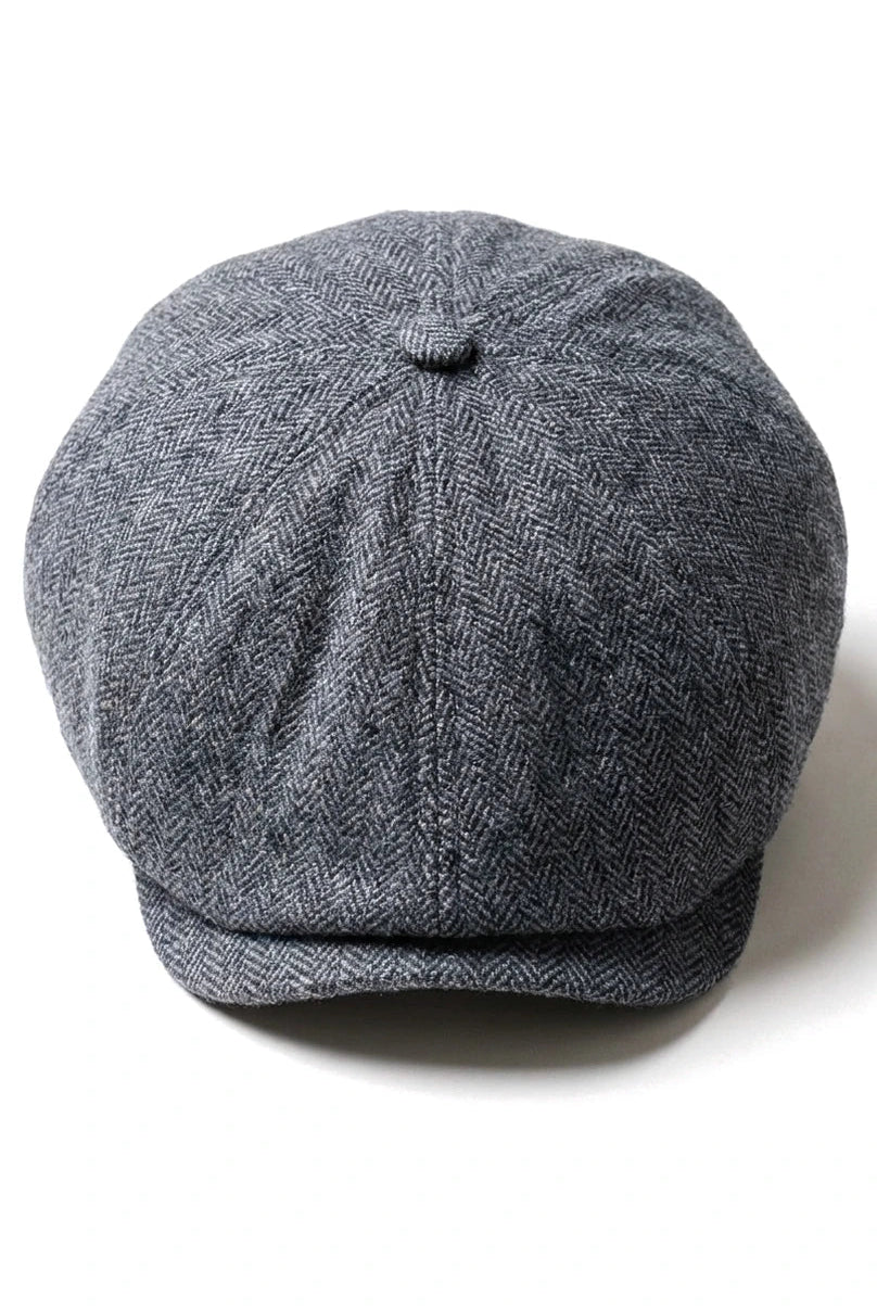 Vīriešu klasiska plakana cepure ar "Herringbone" rakstu "Newsboy" - pelēka