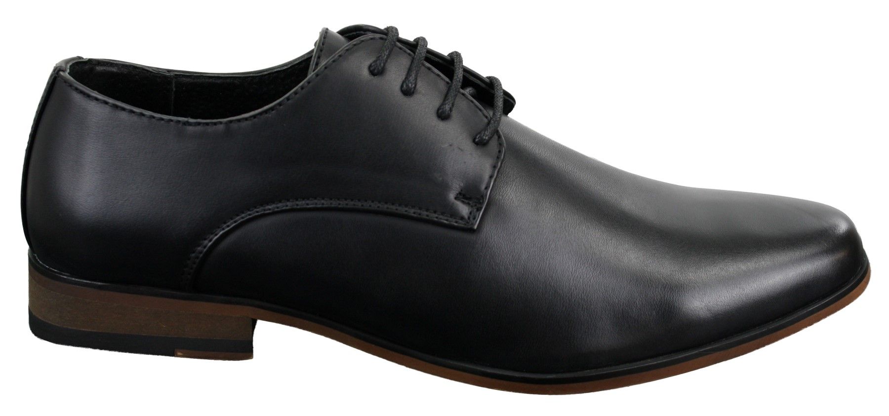 Vīriešu apavi ar šņorēm, vienkāršiem ādas oderējumiem, eleganti, ikdienas, formāli, melni