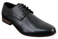 Vīriešu apavi ar šņorēm, vienkāršiem ādas oderējumiem, eleganti, ikdienas, formāli, melni