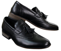 Vīriešu ādas uzvelkamās, pušķu formas brogu kurpes, mokasīni, klasiskas, vintage, retro stila kurpes