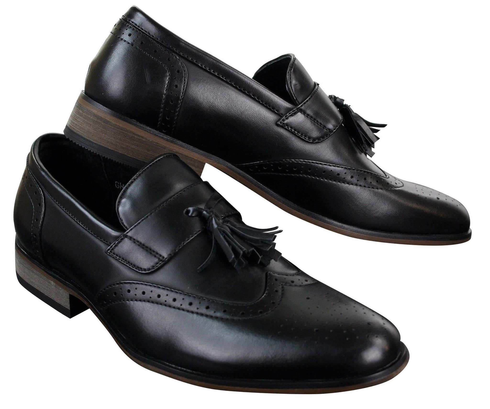 Vīriešu ādas uzvelkamās, pušķu formas brogu kurpes, mokasīni, klasiskas, vintage, retro stila kurpes