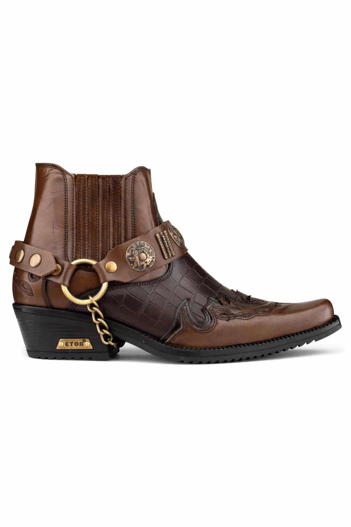 Vīriešu īstas ādas kovboju zābaki ar kubiešu papēdi