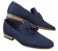 Vīriešu uzvelkamie, pušķu formas braukšanas apavi, eleganti, ikdienas, retro stila, tumši zili, melni, ar ādas oderi.