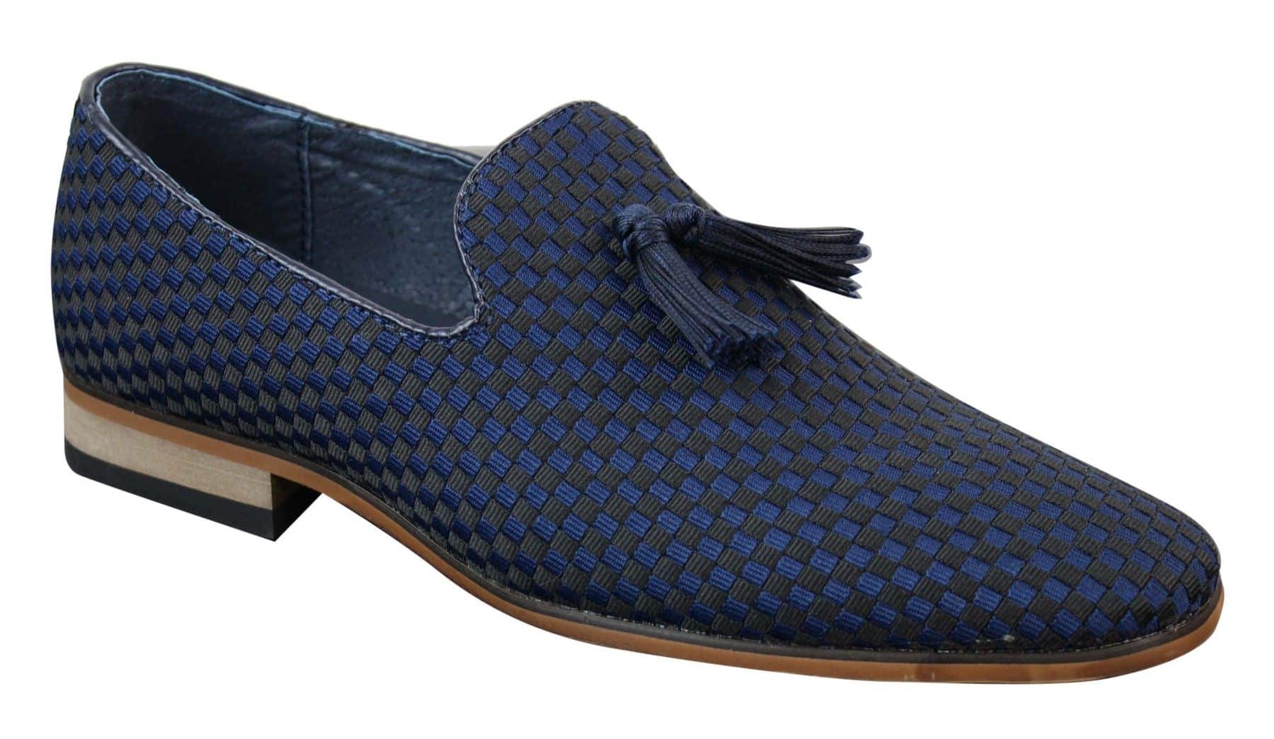 Vīriešu uzvelkamie, pušķu formas braukšanas apavi, eleganti, ikdienas, retro stila, tumši zili, melni, ar ādas oderi.