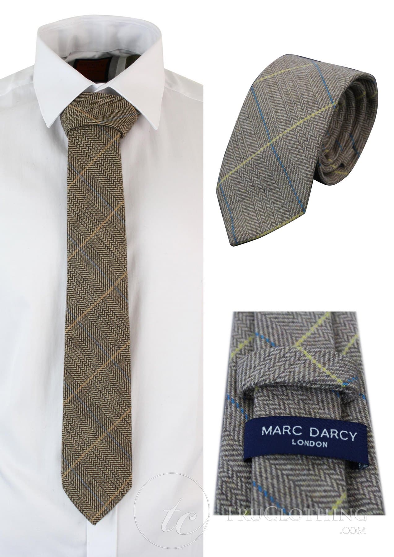 Marc Darcy vīriešu tvīda kaklasaites ar "siļķes kaula" rakstu, klasiskas, vintage, retro DX7