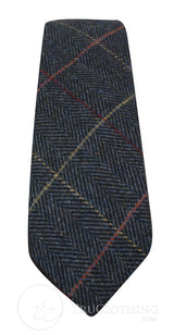 Vīriešu tvīda kaklasaites ar "siļķu kaula" rakstu, teksturētas Marc Darcy kaklasaites, klasiskas, vintage, retro, Eton, tumši zilas