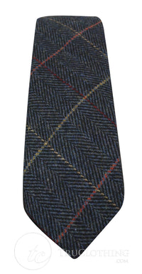 Vīriešu tvīda kaklasaites ar "siļķu kaula" rakstu, teksturētas Marc Darcy kaklasaites, klasiskas, vintage, retro, Eton, tumši zilas