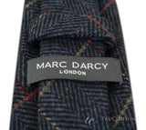 Vīriešu tvīda kaklasaites ar "siļķu kaula" rakstu, teksturētas Marc Darcy kaklasaites, klasiskas, vintage, retro, Eton, tumši zilas