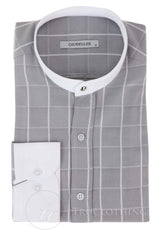 Vīriešu vintage rūtaina raksta krekls ar noņemamu apkakli