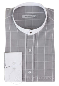 Vīriešu vintage rūtaina raksta krekls ar noņemamu apkakli