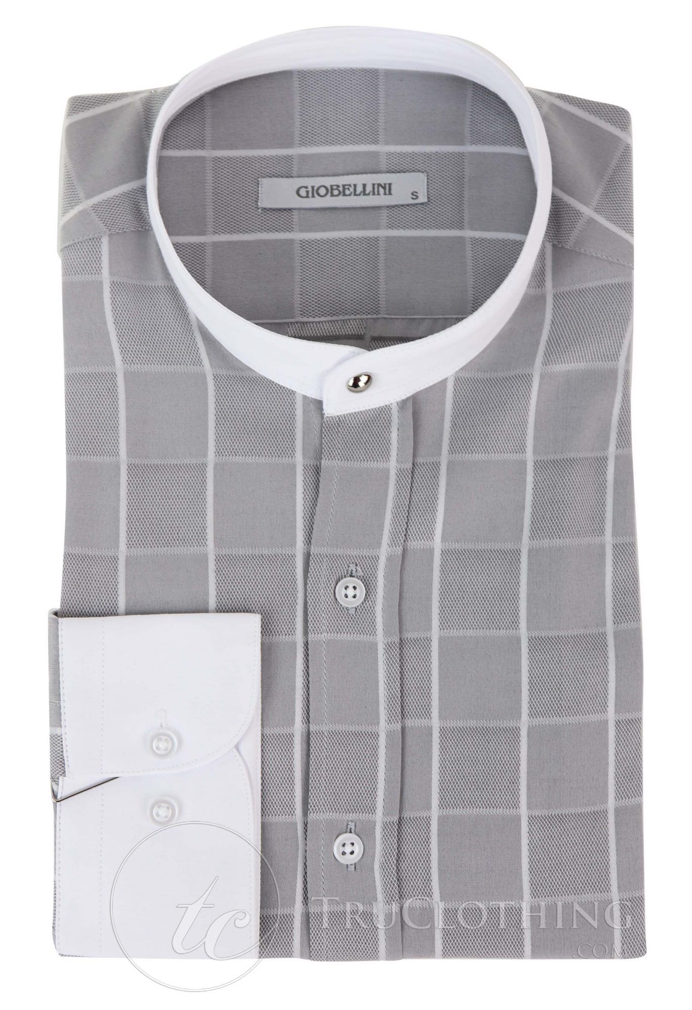 Vīriešu vintage rūtaina raksta krekls ar noņemamu apkakli